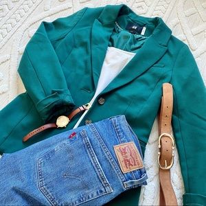 H&M Emerald Green Fitted Blazer Jacket